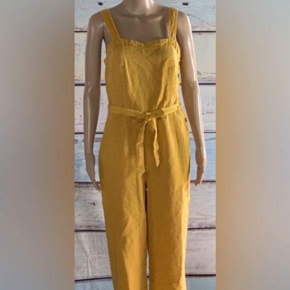 C&C California Linen Blend Mustard Yellow Jumpsuit